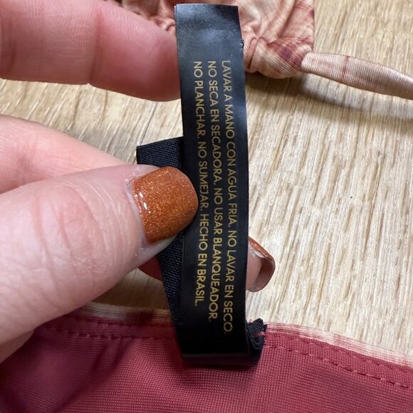 Vix Paula Hermanny Plaid Brazilian Triangle Bikini Set Burgundy Pink XS - Picture 7 of 10